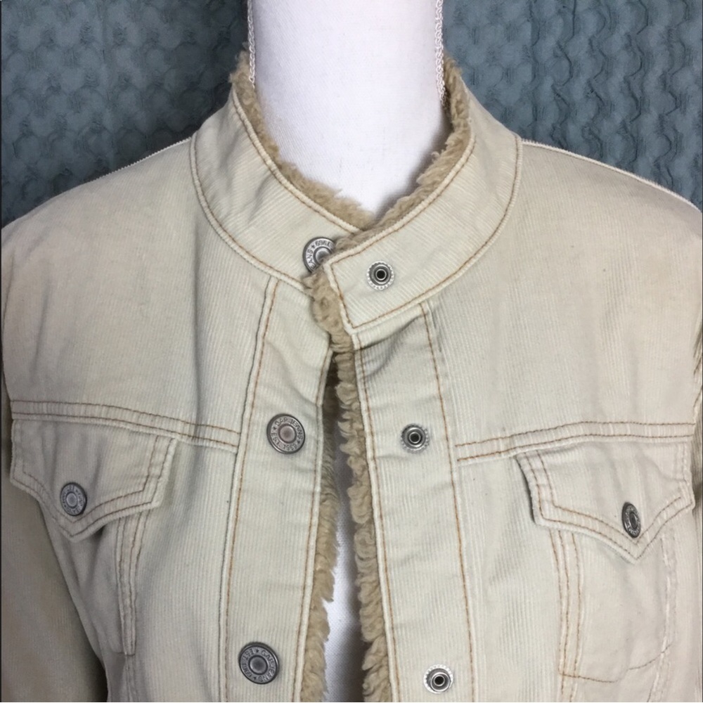 Beautiful fleece lined corduroy jacket! Stand collar. Like new condition!